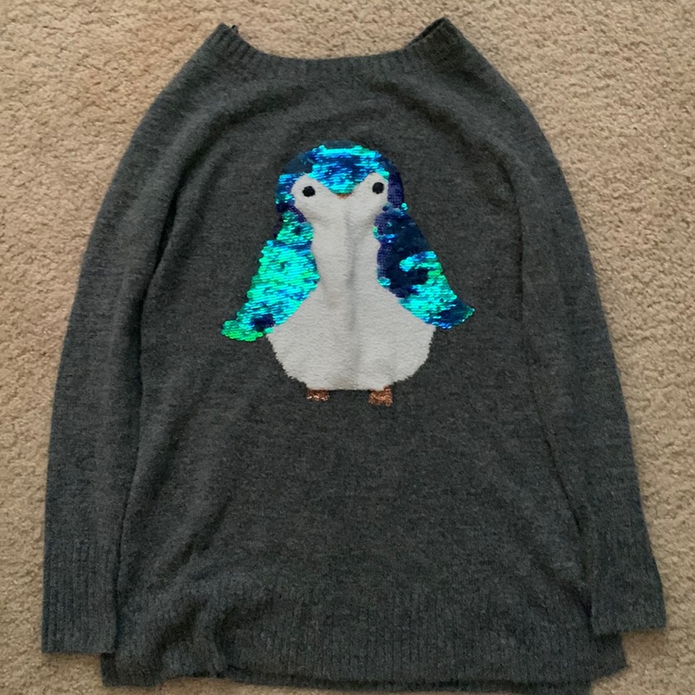 Size small Lauren Conrad gray penguin sweater.